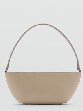 Mango Leather Effect Shoulder Bag Cream Oval NWT Beach Summer Vacation